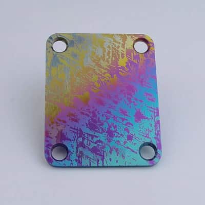 Rainbow Finish Titanium Alloy Guitar and Bass Neck Plate image 1