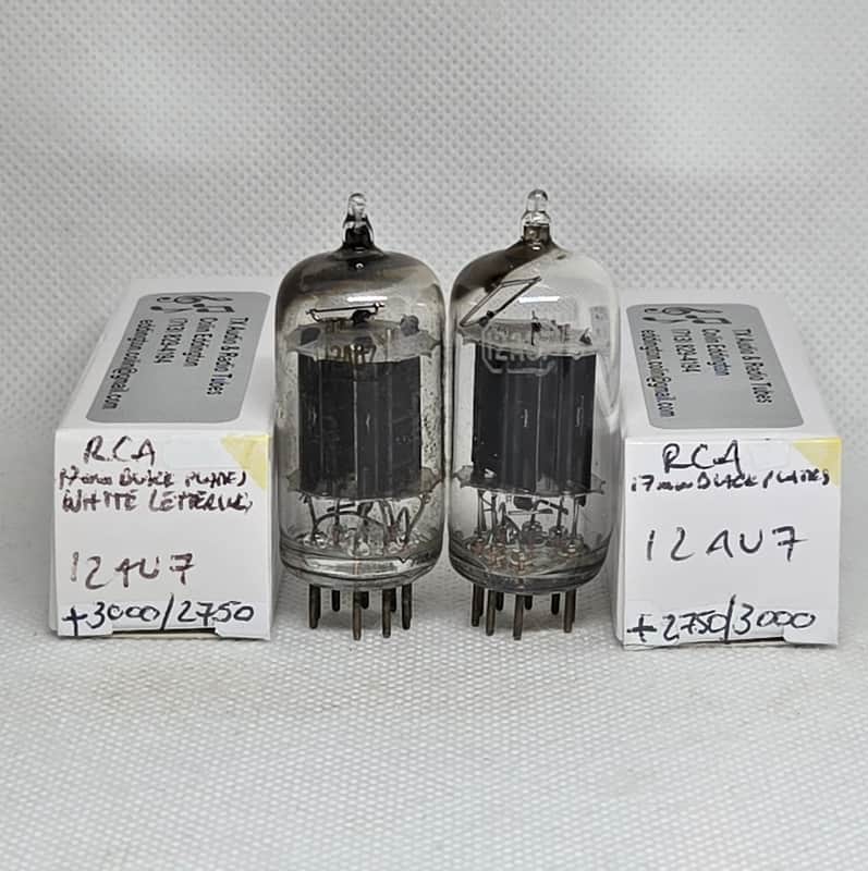 RCA 12AU7 Long Black Plate Well Balanced (9.1%) Pair NOS 12AU7A ECC82 image 1