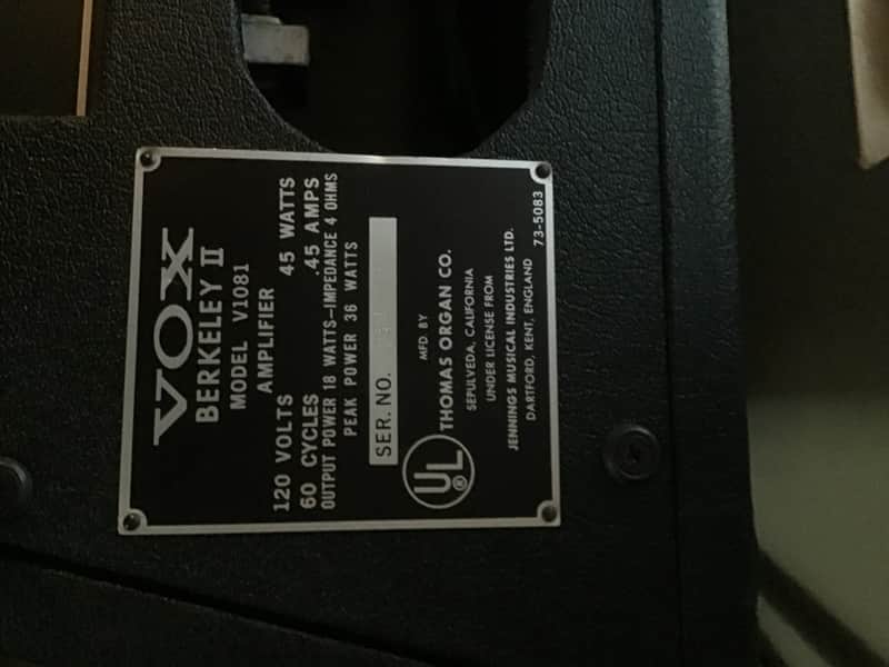 VOX Berkeley II Super Reverb ‘66-67 VOX Black with VOX 2x12 Speaker Enclosure image 1