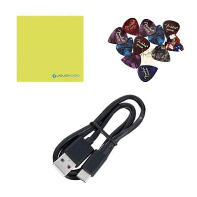 Fender Mustang Micro Personal Headphone Guitar Amplifier Bundle w/Fender Picks and Liquid Audio Polishing Cloth image 6