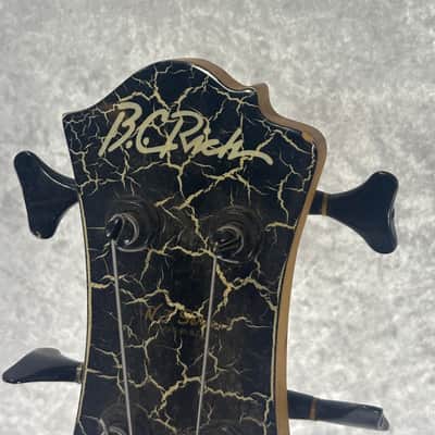 Late 1980's B.C. BC Rich NJ Series Warlock bass guitar in white crackle finish image 4