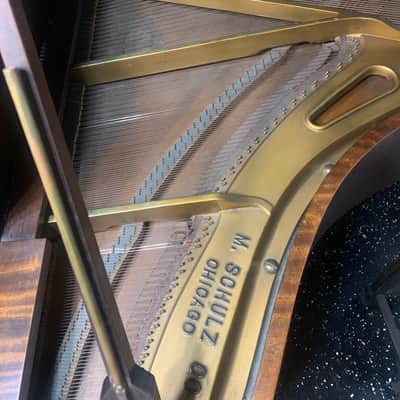 M Schulz and Co Baby Grand Piano 1920 Walnut Case. Tuned, reshapen hammers, and fully functional image 2