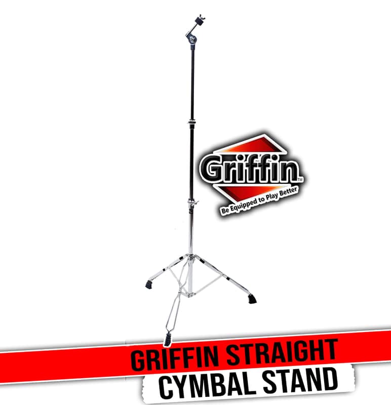 GRIFFIN Straight Cymbal Stand (Percussion TiltPro X Edition) – Drum Hardware Mount with Double Braced Legs, Slip-Proof Holder for Crash, Ride & Splash image 1