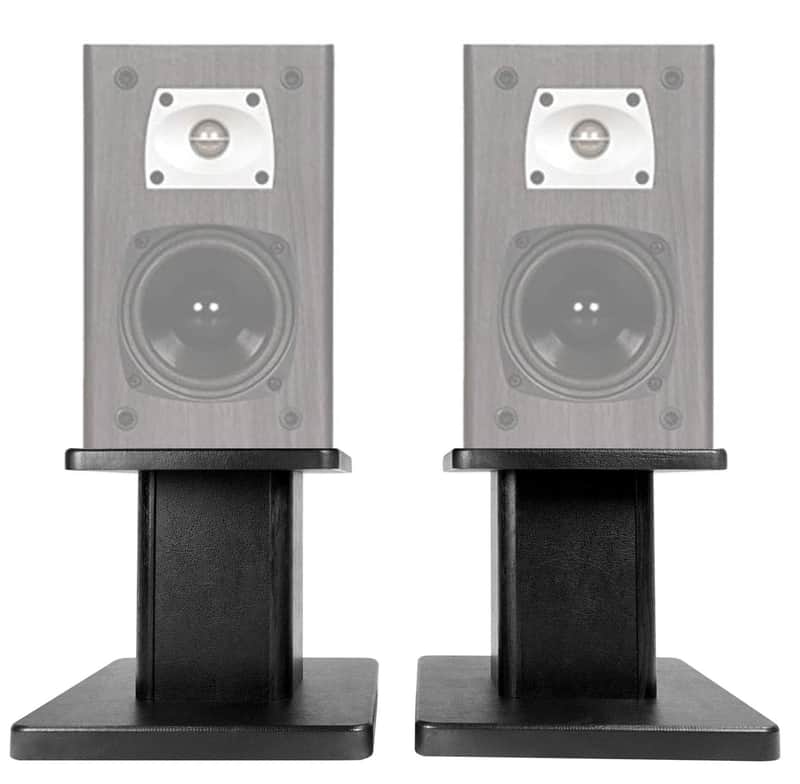 2) 8” Black Bookshelf Speaker Stands For Theater Solutions B1 Bookshelf Speakers image 1