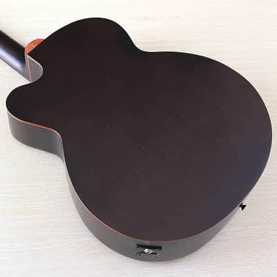 Fretless 4 String Acoustic Electric Bass, Sapele Body with Okoyme Wood Neck image 4