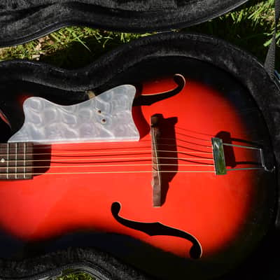 c. 1965 Vintage Eko Modello 100 Guitar, in Red Burst finish, w/a Pro Refurb setup and comes with a New Gator Black Hardshell Case image 19