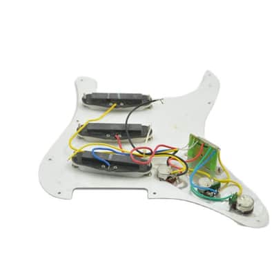 White Left Hand Guitar Loaded Prewired Strat Style Pickguard image 3