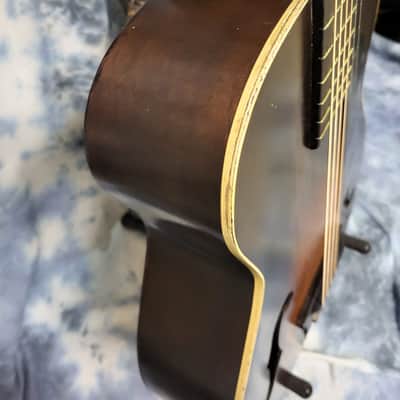 1936 Vintage Prewar Supertone by Harmony F Hole Parlor Guitar All Original Neck Reset Pro Setup Original Soft Shell Case image 7