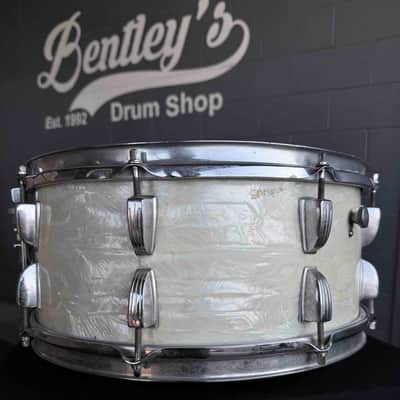 Late 50's Vintage WFL Symphonic Model 6.5x14 Snare Drum in White Marine Pearl (Rm 4) image 4