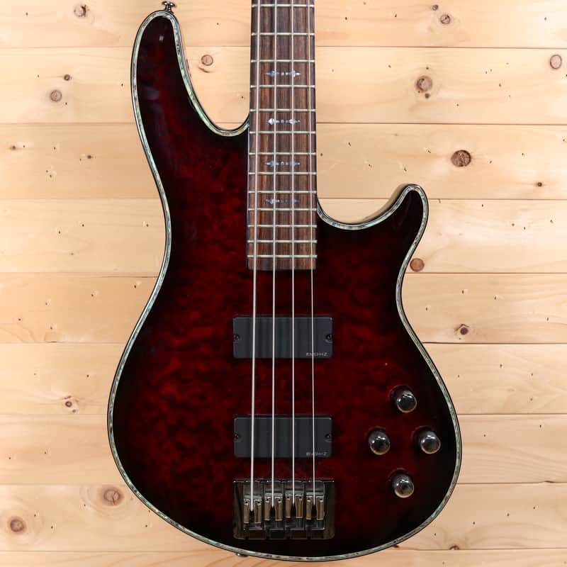 Schecter Hellraiser-4 Electric Bass w/ Hardshell Case - Crimson Red Burst - Project Bass image 1