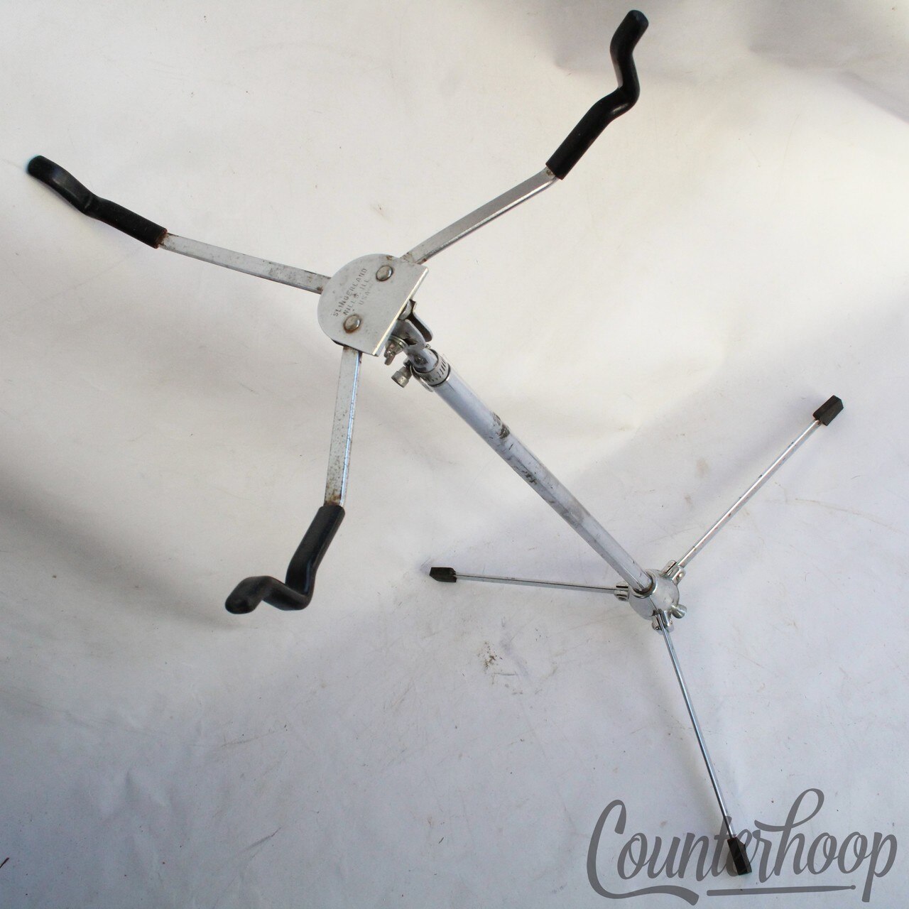 Slingerland Snare Drum Stand Niles,ILL Top Basket+Pearl Flat-Base Tripod Chrome — main photograph