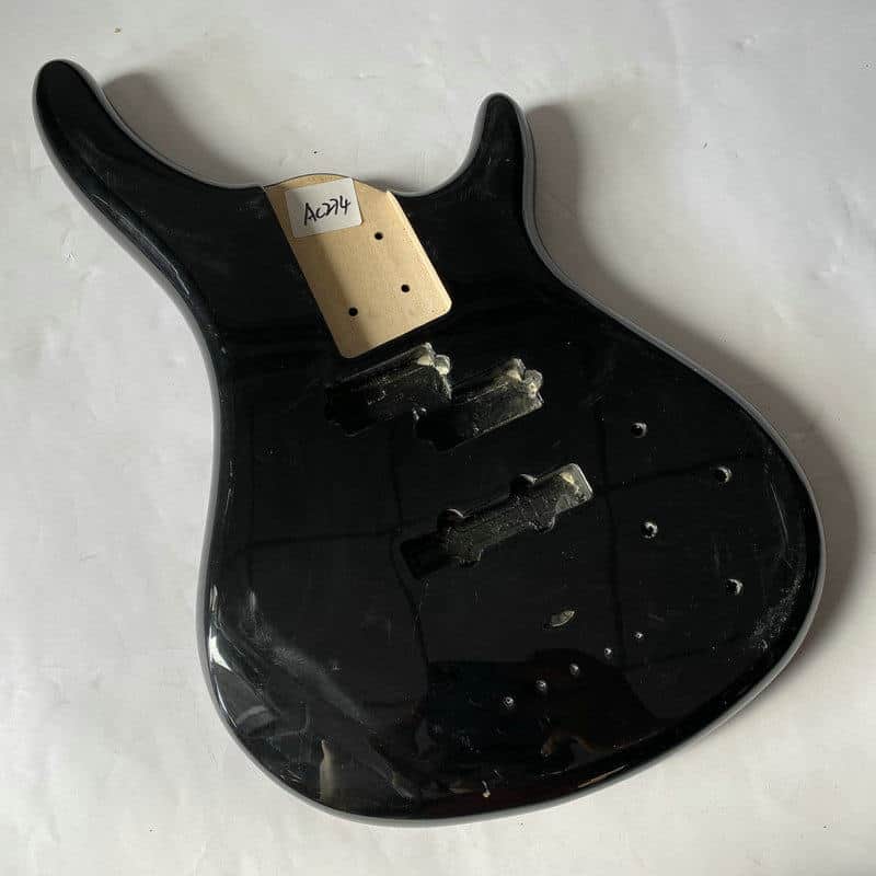 Glossy Black 4 String Electric Bass Guitar Basswood Body image 1