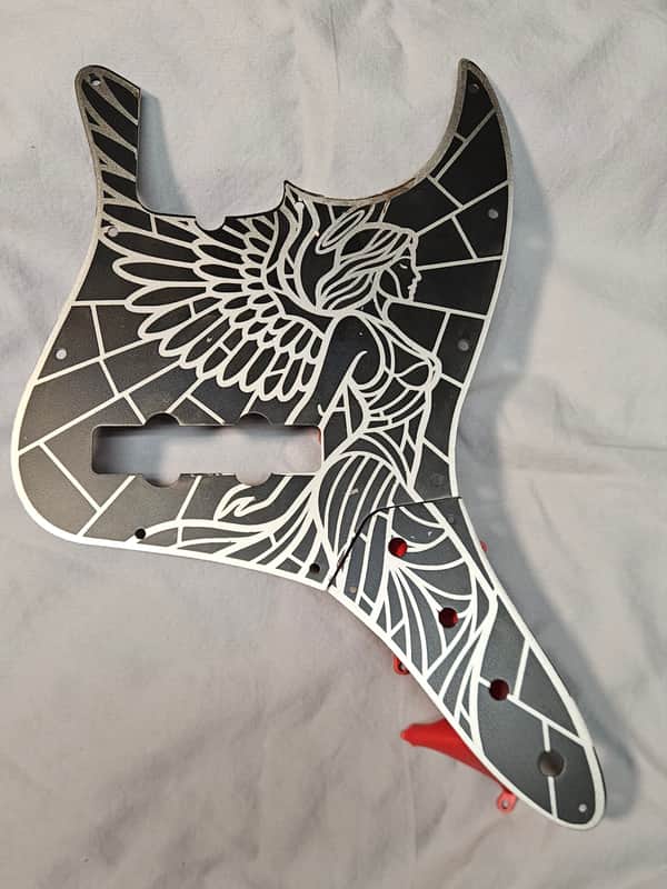 Custom Fender Jazz Bass Stainless Steel Pickguard Angel of Darkness FJB41P04 image 1