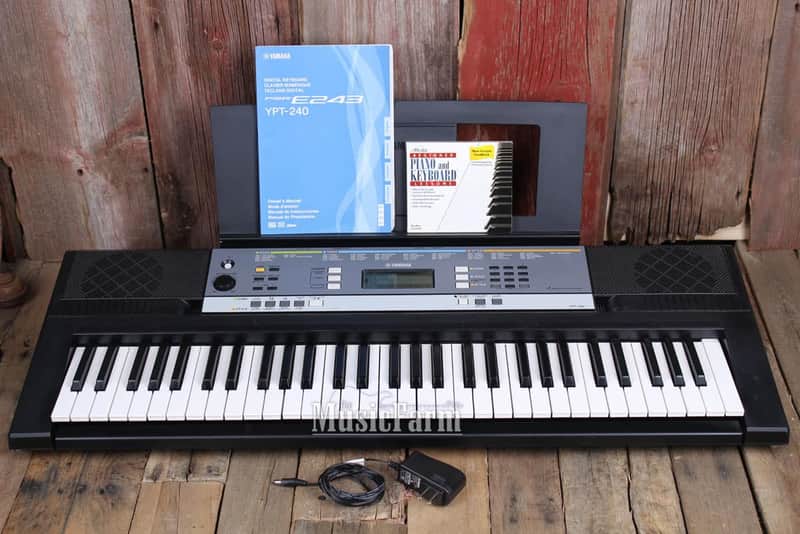 Yamaha YPT 240 Portable 61 Key Digital Keyboard with Power Supply and Manual image 1