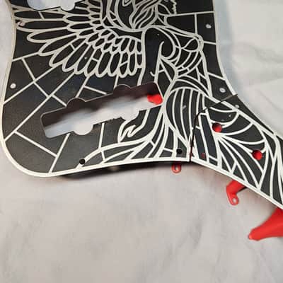Custom Fender Jazz Bass Stainless Steel Pickguard Angel of Darkness FJB41P04 image 2