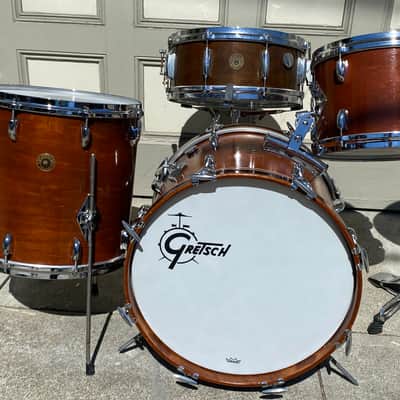 The best of Jazz Drum Kits! 3 Piece Gretsch Round Badge 18” Bass Drum! Mahogany Drum Set image 12