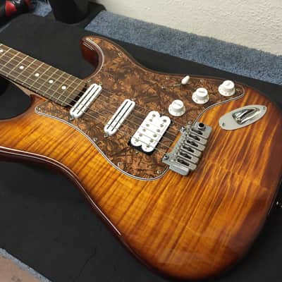 Warmoth Custom Strat 2013 Amber Dye Flame Maple Top Birdseye Maple Neck Seymour Duncan Pickups! image 4