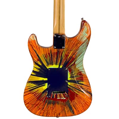 Fender FSR Splattercaster Standard Stratocaster 2003 Violet, Graffiti Yellow, Dakota Red, and Orange Drop over Surf Green W/HSC (Used) image 4
