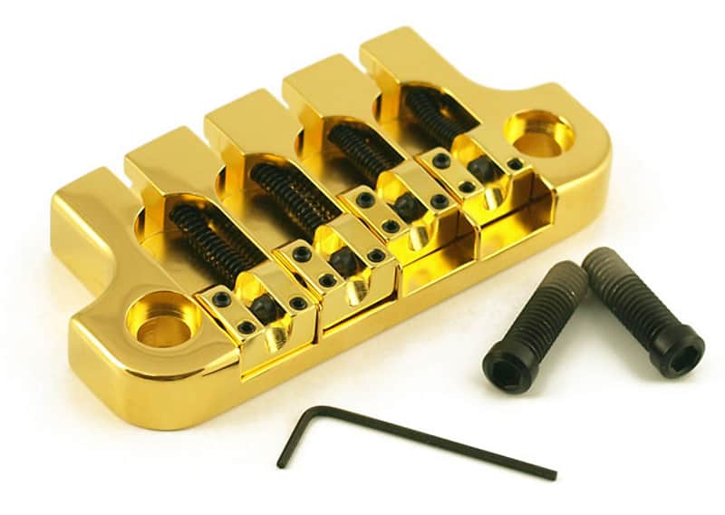 Hipshot SuperTone 2-Point Replacement Bridge for 4-String Gibson Bass - GOLD image 1
