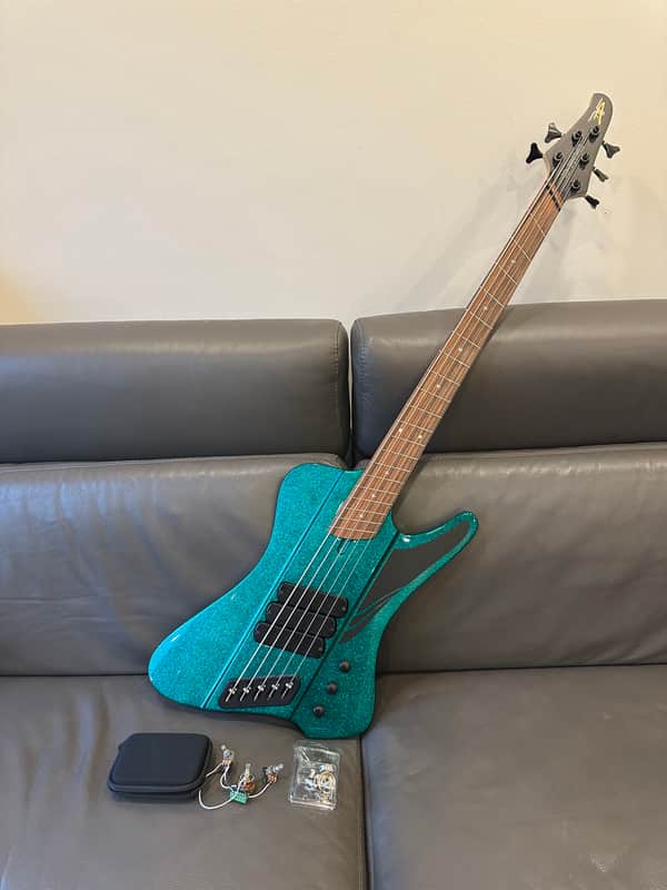 Dingwall D-Roc 5 string bass Standard gloss Aquamarine Metalflake image 1
