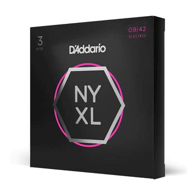 D'Addario NYXL0942-3P Nickel Wound Electric Guitar Strings, Super Light, 9-42, 3 Sets image 1