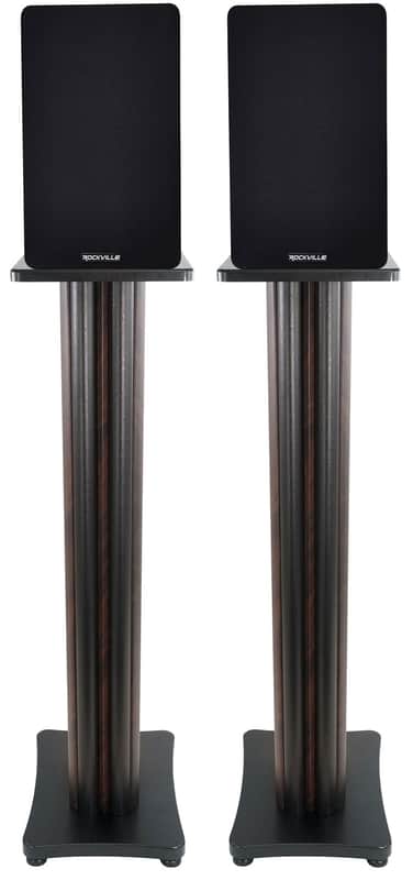 (2) Rockville RockShelf 68D 400w Dark Wood 6.5" Bookshelf Speakers+36" Stands image 1