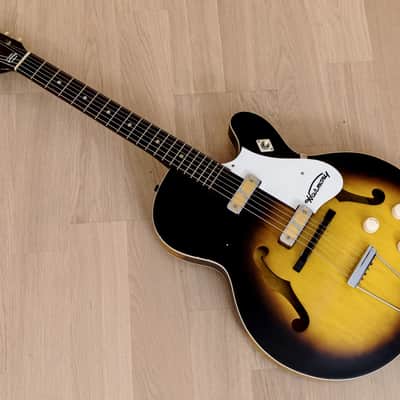 1963 Harmony Rocket H54 Vintage Electric Guitar Sunburst w/ DeArmond Gold Foils image 15