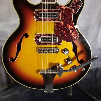 Kawai Vintage Made in Japan Semi Hollow Body Archtop Electric Guitar 1960s Sun Burst image 2