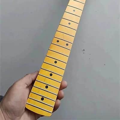 Yellow Reversed Headstock Guitar Maple Wood Strat Style Neck, 22 Frets Fingerboard image 4