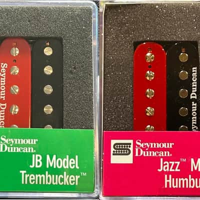 Seymour Duncan TB-4 JB & SH-2 Jazz Hot Rodded Trembucker Red & Black Zebra Guitar Pickup Set image 2