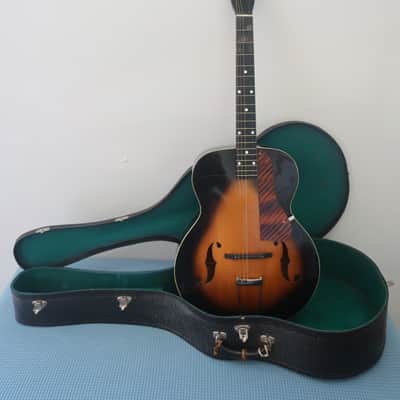 Vintage 1960s Unknown Maker Possibly Premier Kalamazoo Gibson Harmony Archtop Acoustic Guitar Circa Rare Geib & Schaeffer Lifton Sausage Handle Case Restoration Project image 1