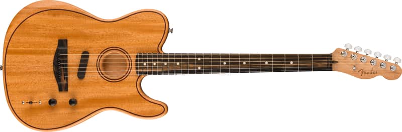 Fender American Acoustasonic Telecaster All-Mahogany Ebony FB Natural with Bag