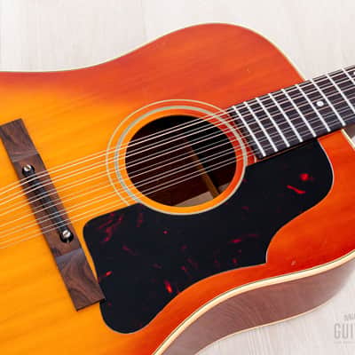 1966 GIbson B-45-12 Vintage Dreadnought 12-String Acoustic Guitar Cherry Sunburst w/ Case image 6