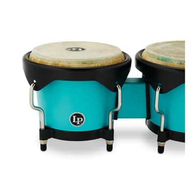Latin Percussion 6 1/4-Inch and 7 1/4-Inch Bongos with Carrying Bag and Tuning Wrench (Sea Foam) image 4
