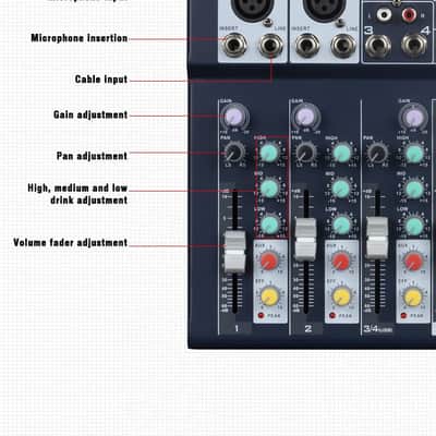 F4 Weymic Professional 4-Channel 2-Bus Mixer | DJ Stage, Recording, Karaoke Music Application Mixer image 5