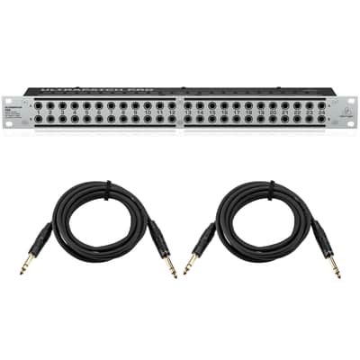 Behringer Ultrapatch Pro PX3000 Multifunctional 48-Point Balanced Patchbay, Bundle with 2x TRS 1/4" Male Interconnect Cable