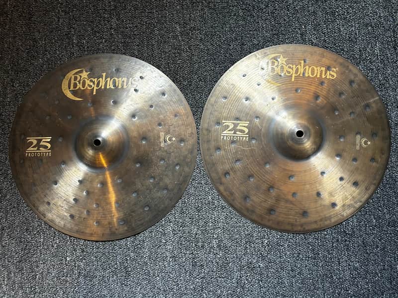 Used Bosphorus 25th Anniversary Prototype 14" Hi Hats T-744g B-896g w/ video demo of actual cymbal for sale image 1