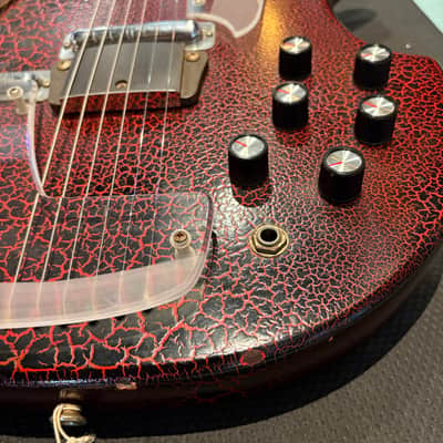 Coral Vincent Bell Electric Sitar 1967 - Red Crackle w/ Non-Original Gig Bag image 12