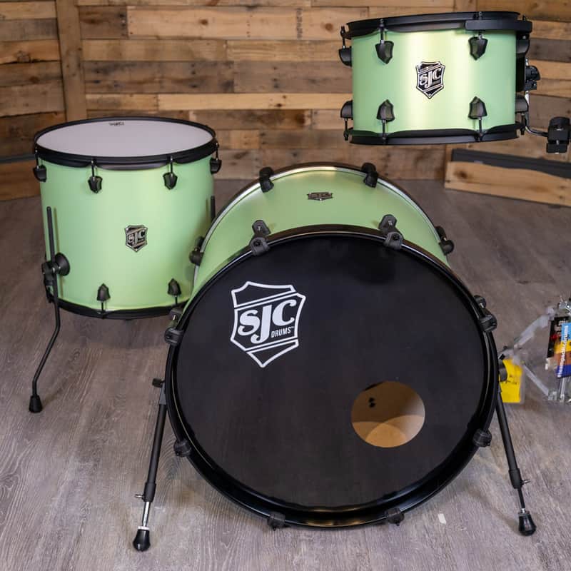 SJC Drums PFK322FBCMWBJ Pathfinder 3pc Kit (8x12,14x16,18x22) - Cosmic Mint, Black HW image 1