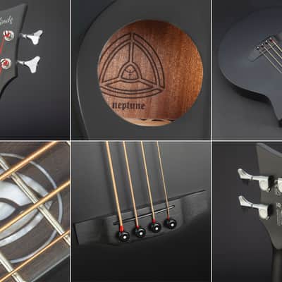 Lindo Neptune Short Scale (30") V2 Electro Acoustic Bass Guitar and Padded Gigbag Matte Black | Luminlays | Unique Bracing for Incredible Tone | Mother-of-Pearl 12th Fret Planet Inlay image 6