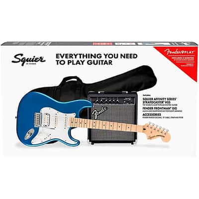 Squier Affinity Series Stratocaster HSS Electric Guitar Pack, Maple Fingerboard, Lake Placid Blue, Gig Bag, 15G - 120V TGF33 image 7