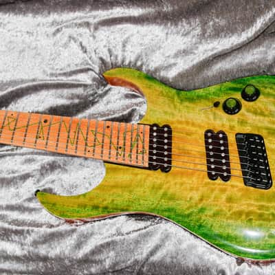 Boutique guitar Ergal 7 string fanned points and lines edition by GB Liuteria image 17