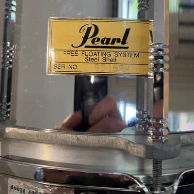 Pearl AL-814D Free-Floating Aluminum 14x6.5" Snare Drum (1st Gen) 1990 - 1991 - Silver image 3