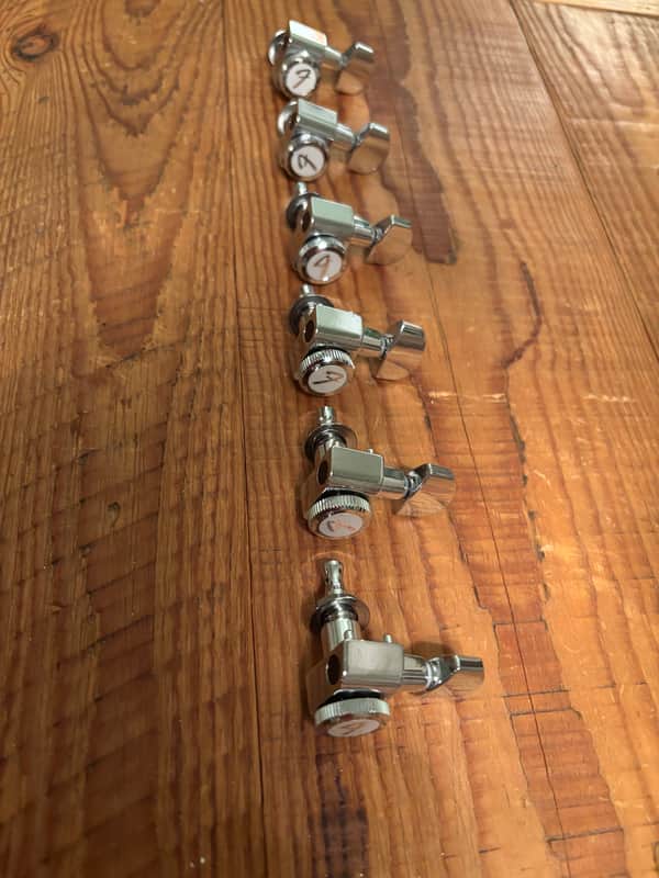 Fender Strat & Tele F logo Polished Chrome Locking Tuners 1997 image 1