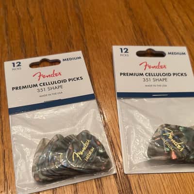 Fender Medium Celluloid Picks - Abalone - 198-0357-857 - 2 Pack Lot (24 Picks) - Made in USA - 2019 image 1