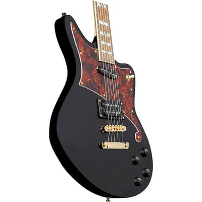 D'Angelico Deluxe Series Bedford Electric Guitar with Stopbar Tailpiece Regular Black image 5