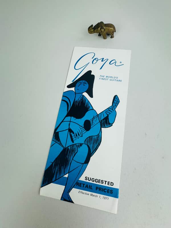 Goya Guitars Suggested Retail Price List 1971 imagen 1