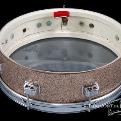 1960s Ludwig Pre-Serial Downbeat Snare Drum Keystone Champagne :  4 x 14 image 16