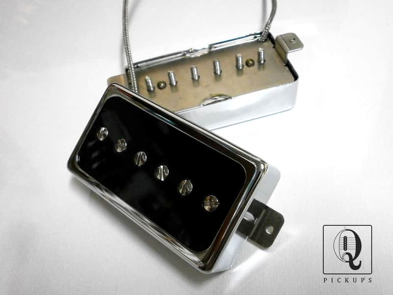 Humbucker Sized P90 Pickups SET Hand Wound PAF Size Single Coil Q Bridge Neck by Q pickups image 1