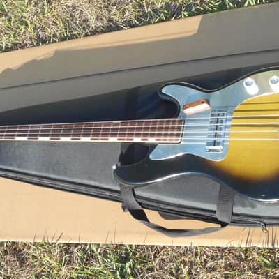 Very Cool Vintage Zim Gar EB1 Bass Guitar 1960s Sunburst Japan Teisco image 3